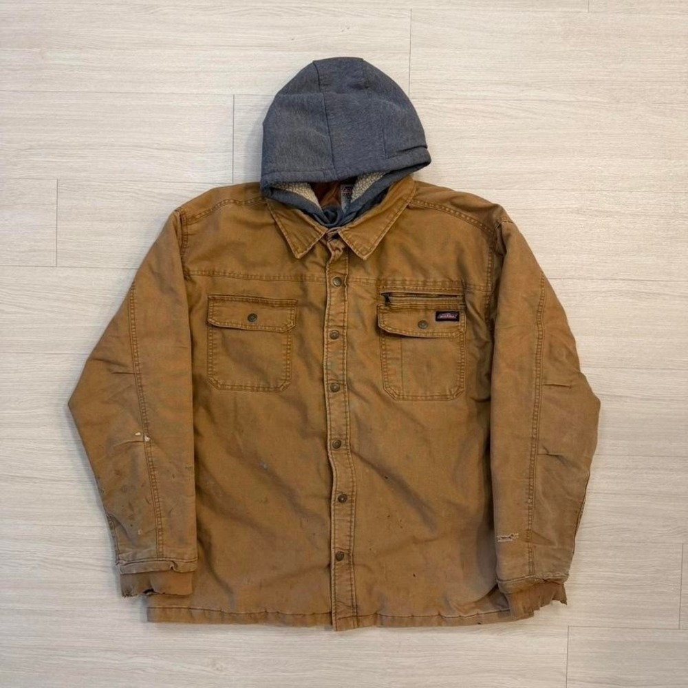 Dickies Quilt Lined Zip & Snap Hooded Work Jacket Men's Size XXL Workwear